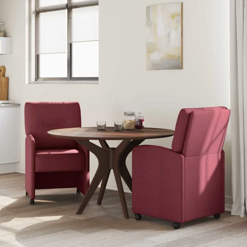 Fauteuils Et Chaises-vidaXL Chaises de Salle à Manger avec Roues 2 pcs tissu Bordeaux