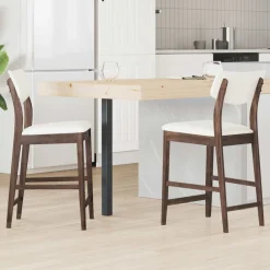 Fauteuils Et Chaises-vidaXL Chaises de salle à manger 2 pcs Marron Clair 48 x 49 x 95 cm Marron clair et clair