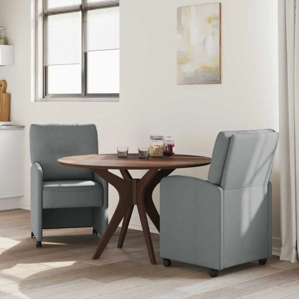 vidaXL Chaises de Salle à Manger avec Roues 2 pcs tissu