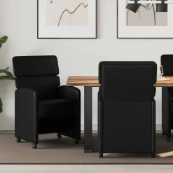 Fauteuils Et Chaises-vidaXL Chaises de Salle à Manger avec Roues 2 pcs 58 x 65 x 98 cm Noir