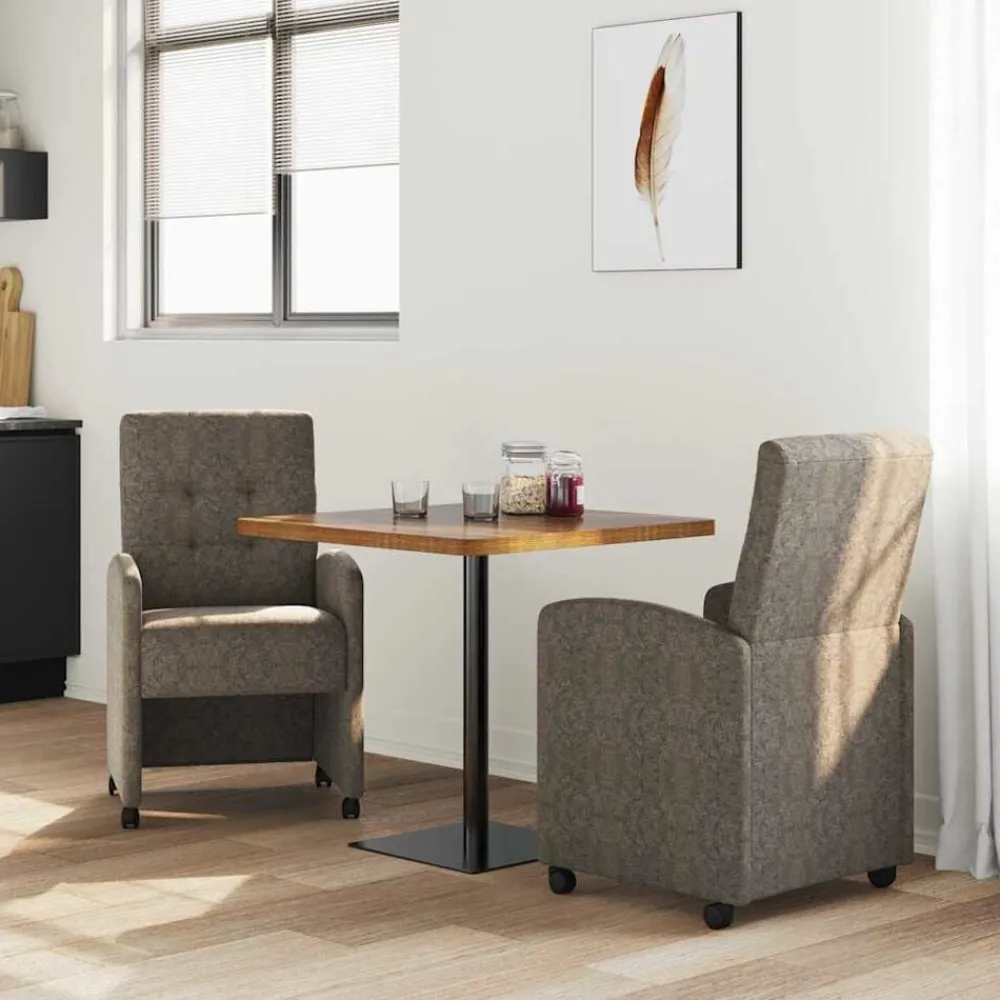 vidaXL Chaises de Salle à Manger avec Roues 2 pcs