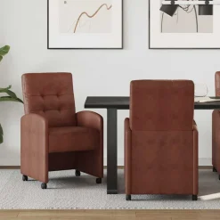 Fauteuils Et Chaises-vidaXL Chaises de Salle à Manger avec Roues 2 pcs Marron brillant