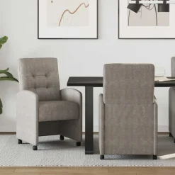 Fauteuils Et Chaises-vidaXL Chaises de Salle à Manger avec Roues 2 pcs 58 x 67 x 97 cm Gris