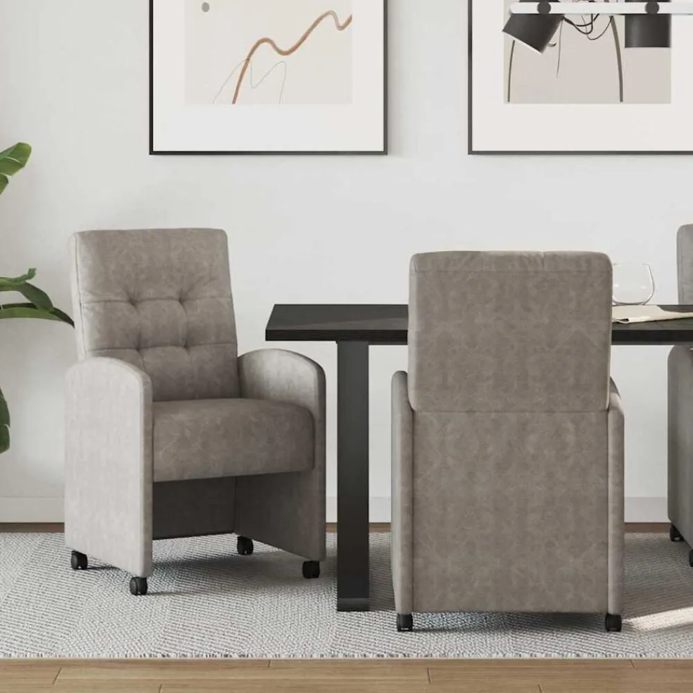 Fauteuils Et Chaises-vidaXL Chaises de Salle à Manger avec Roues 2 pcs 58 x 67 x 97 cm Gris