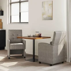 Fauteuils Et Chaises-vidaXL Chaises de Salle à Manger avec Roues 2 pcs 58 x 67 x 97 cm Gris