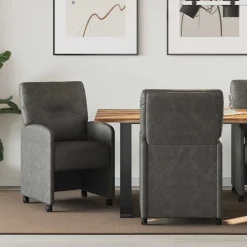 Fauteuils Et Chaises-vidaXL Chaises de Salle à Manger avec Roues 2 pcs 57 x 67 x 95 cm Noir