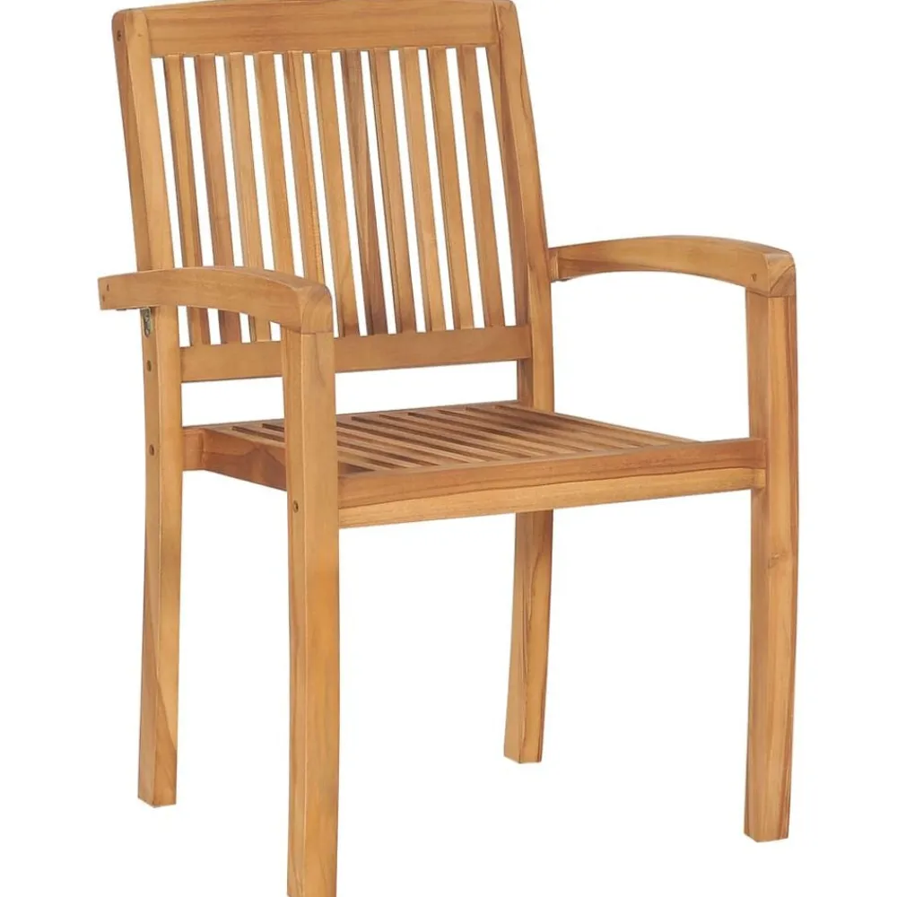 Mobilier De Jardin-vidaXL Chaises empilables à manger de jardin lot de 2 Bois teck solide