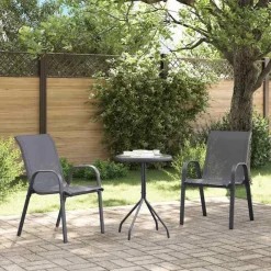 vidaXL Chaises empilables de jardin lot de 2 Tissu textilène
