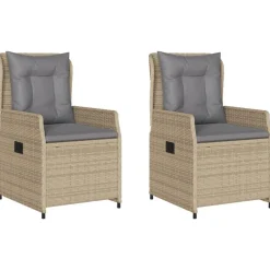 Mobilier De Jardin-vidaXL Chaises inclinables de jardin lot de 2 beige résine tressée beige et gris