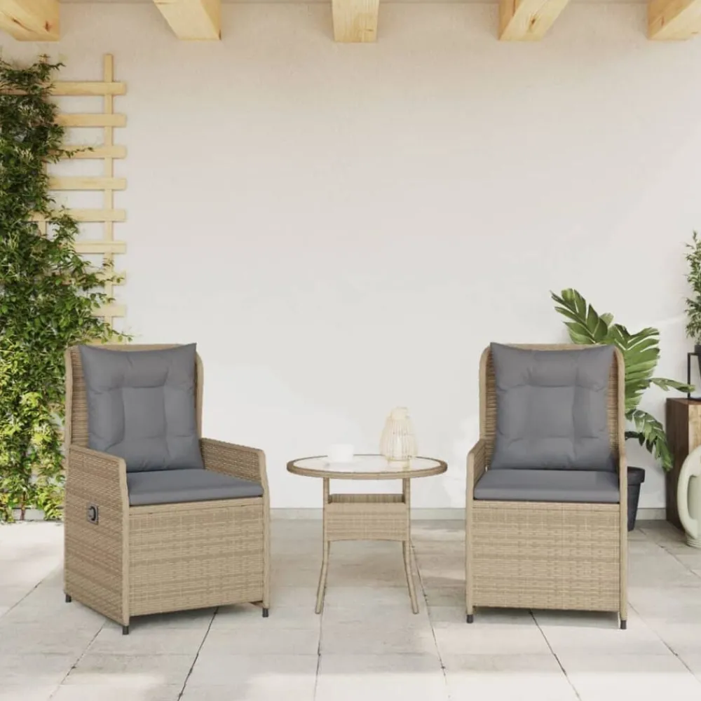 Mobilier De Jardin-vidaXL Chaises inclinables de jardin lot de 2 beige résine tressée beige et gris
