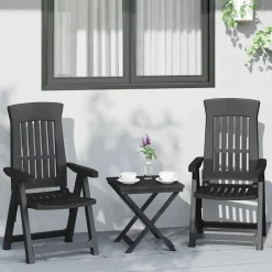 Mobilier De Jardin-vidaXL Chaises inclinables de jardin lot de 2 PP Anthracite