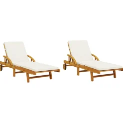 vidaXL Chaises longues lot de 2 avec coussins 200x68x83 cm bois acacia