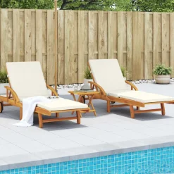 vidaXL Chaises longues lot de 2 avec coussins 200x68x83 cm bois acacia
