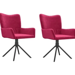 Fauteuils Et Chaises-vidaXL Chaises pivotantes à manger lot de 2 Velours Rouge bordeaux