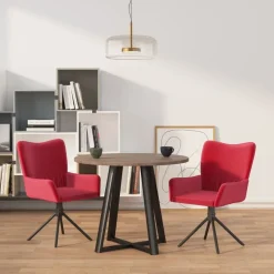Fauteuils Et Chaises-vidaXL Chaises pivotantes à manger lot de 2 Velours Rouge bordeaux