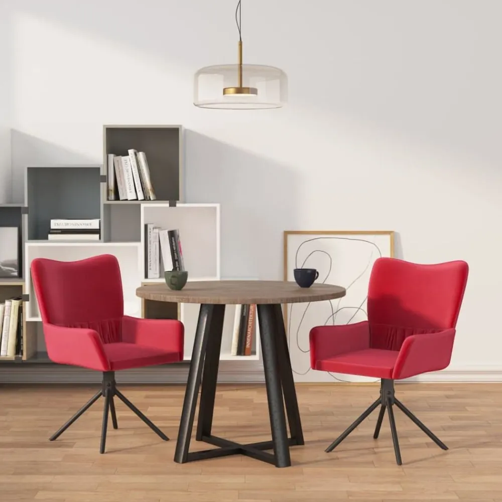 Fauteuils Et Chaises-vidaXL Chaises pivotantes à manger lot de 2 Velours Rouge bordeaux