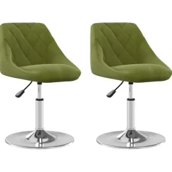 Fauteuils Et Chaises-vidaXL Chaises pivotantes à manger lot de 2 velours Vert clair