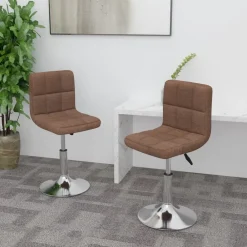 Fauteuils Et Chaises-vidaXL Chaises pivotantes à manger lot de 2 tissu Marron