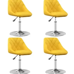 Fauteuils Et Chaises-vidaXL Chaises pivotantes à manger lot de 4 velours jaune moutarde