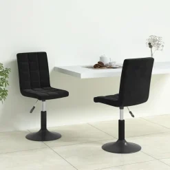 Fauteuils Et Chaises-vidaXL Chaises pivotantes à manger lot de 2 velours Noir
