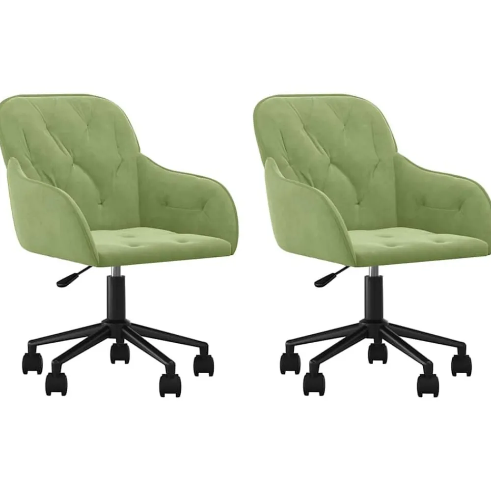 Fauteuils Et Chaises-vidaXL Chaises pivotantes à manger lot de 2 Velours Vert clair