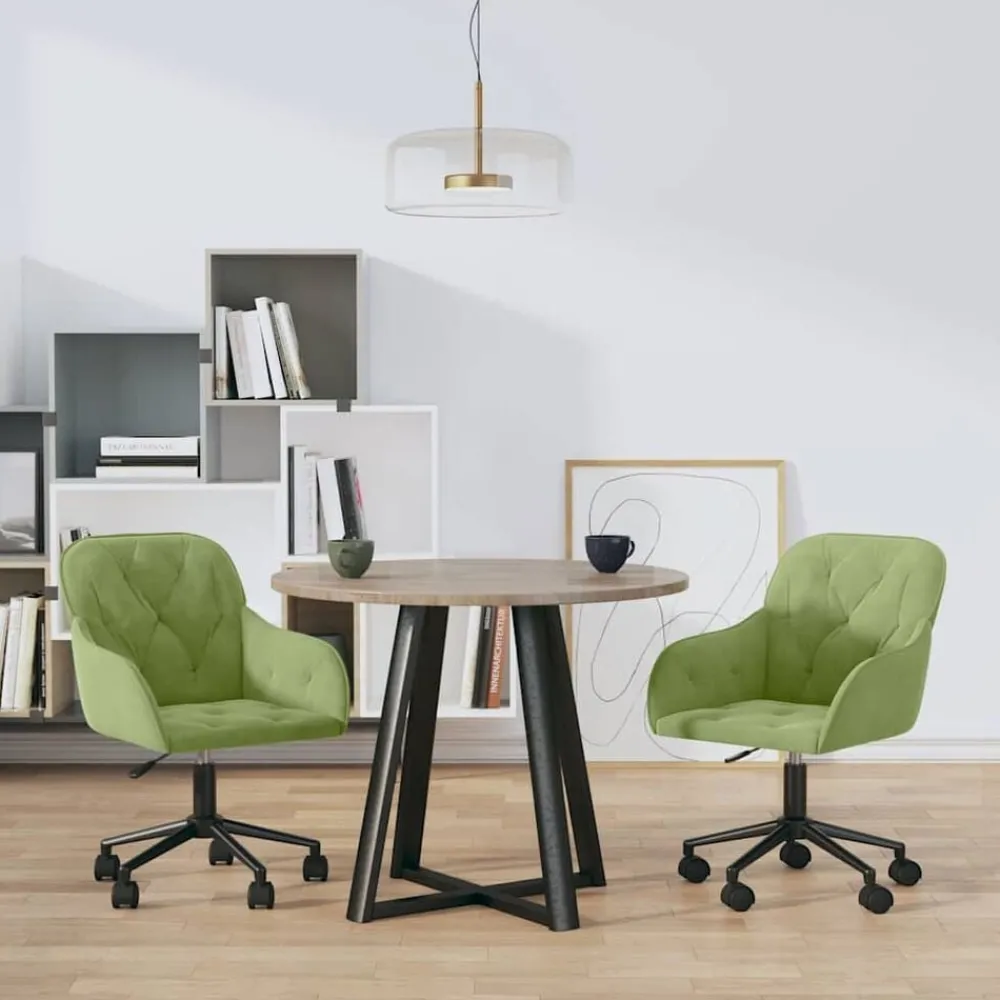 Fauteuils Et Chaises-vidaXL Chaises pivotantes à manger lot de 2 Velours Vert clair