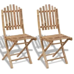 vidaXL Chaises pliables de jardin lot de 2 Bambou