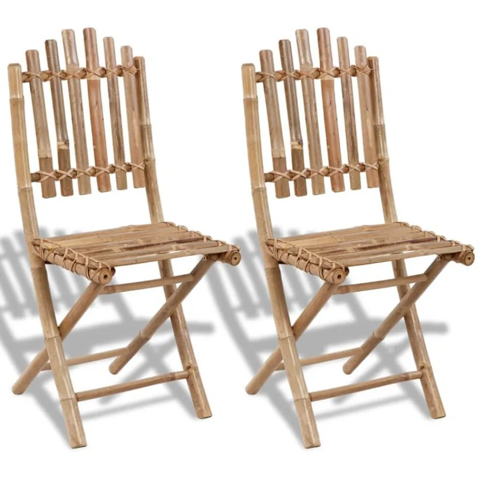 vidaXL Chaises pliables de jardin lot de 2 Bambou