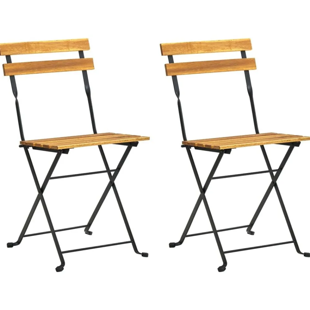 vidaXL Chaises pliables de jardin lot de 2 Acier et Bois acacia solide