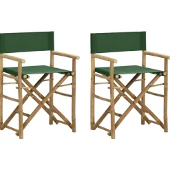 vidaXL Chaises pliables de directeur lot de 2 Bambou et tissu