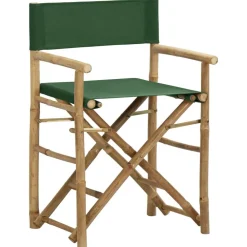 vidaXL Chaises pliables de directeur lot de 2 Bambou et tissu