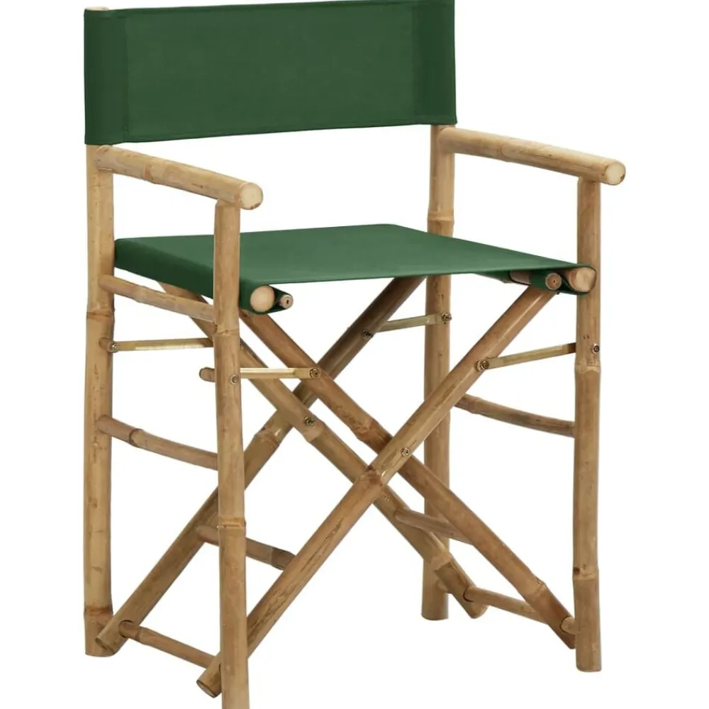 vidaXL Chaises pliables de directeur lot de 2 Bambou et tissu