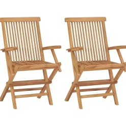 Mobilier De Jardin-vidaXL Chaises pliables de jardin lot de 2 Bois de teck solide