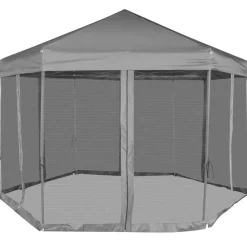 vidaXL Chapiteau hexagonal avec 6 parois latérales 3,6x3,1 m