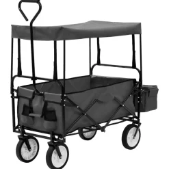 Outils-vidaXL Chariot à main pliable avec toit Acier Gris