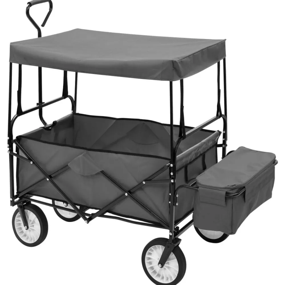 Outils-vidaXL Chariot à main pliable avec toit Acier Gris