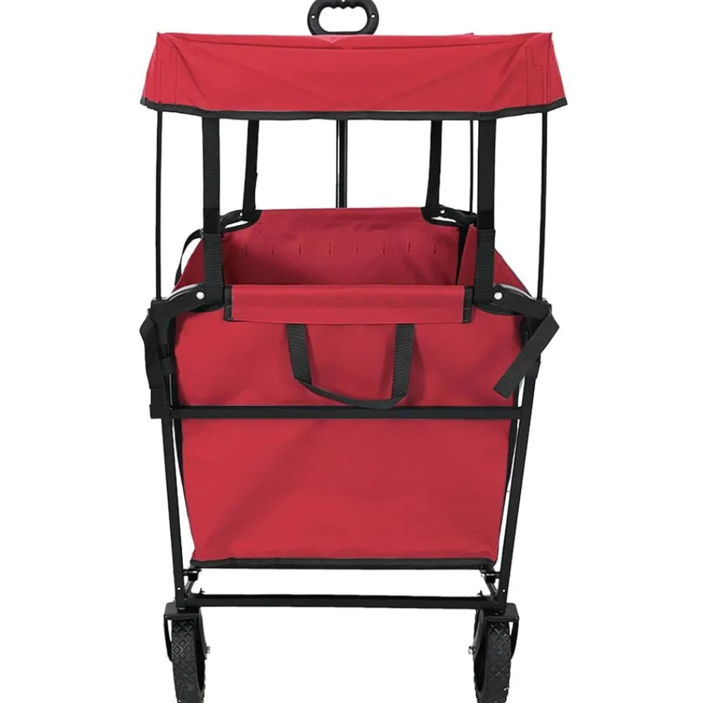 Outils-vidaXL Chariot à Main Pliable 105 x 56,5 x 116 cm Tissu Oxford Rouge