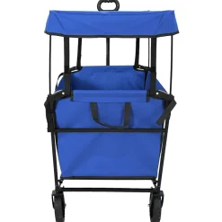 Outils-vidaXL Chariot à Main Pliable Noir 105 x 56,5 x 116 cm Tissu Oxford Bleu