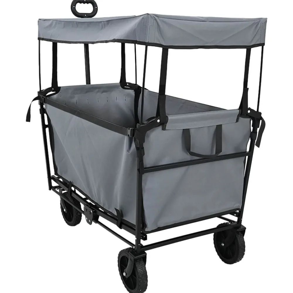 Outils-vidaXL Chariot à Main Pliable 105 x 56,5 x 116 cm Tissu Oxford Gris