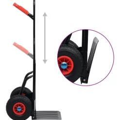 vidaXL Chariot à main télescopique 200 kg Noir et rouge