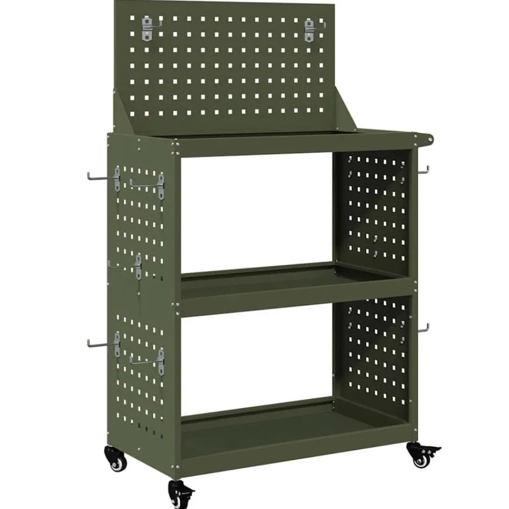 Accessoires De Quincaillerie-vidaXL Chariot à outils avec étagère 65 x 35 x 111 cm Vert olive