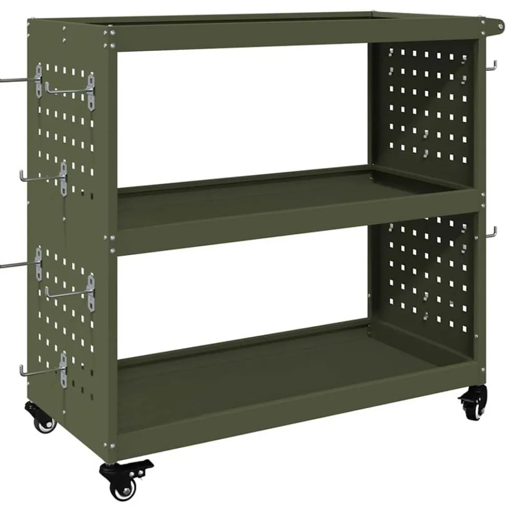 Accessoires De Quincaillerie-vidaXL Chariot à outils avec étagère 75 x 35 x 73 cm Vert olive