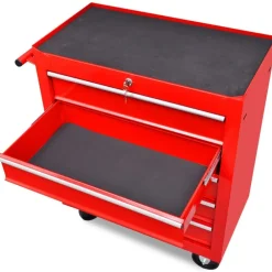 Outils-vidaXL Chariot à outils d'atelier avec 5 tiroirs Rouge