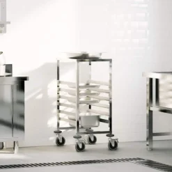 vidaXL Chariot à plateaux 6 bacs GN 39x55x87 cm acier inoxydable
