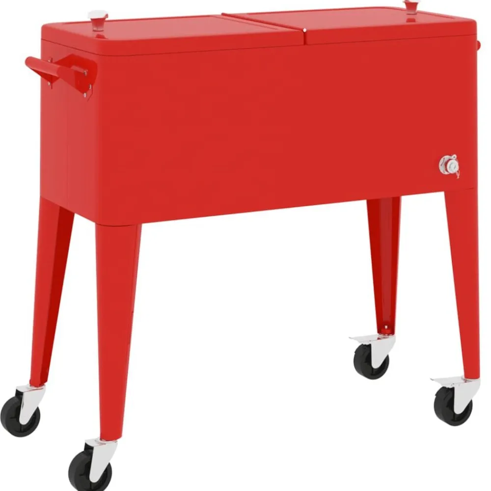 Arts De La Table & Arts Culinaires-vidaXL Chariot à roulettes pour glacières rouge 92x43x89 cm