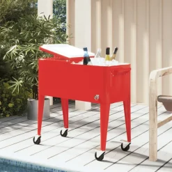 Arts De La Table & Arts Culinaires-vidaXL Chariot à roulettes pour glacières rouge 92x43x89 cm