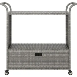 vidaXL Chariot de bar avec tiroir 100x45x97 cm Résine tressée