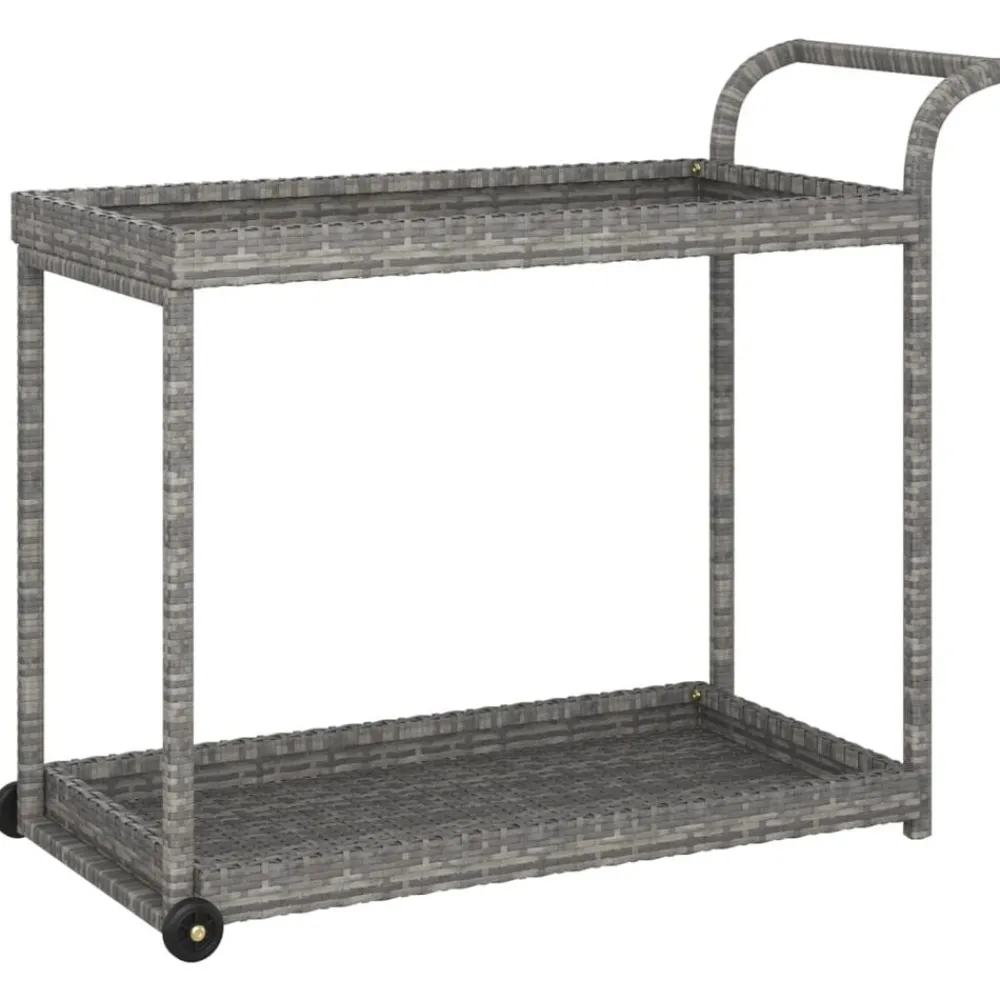 Chariots & Îlots-vidaXL Chariot de bar 100x45x83 cm Résine tressée Gris