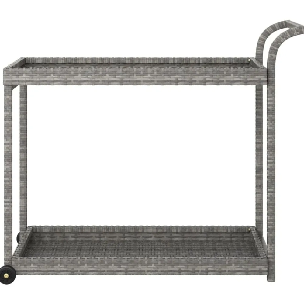 Chariots & Îlots-vidaXL Chariot de bar 100x45x83 cm Résine tressée Gris