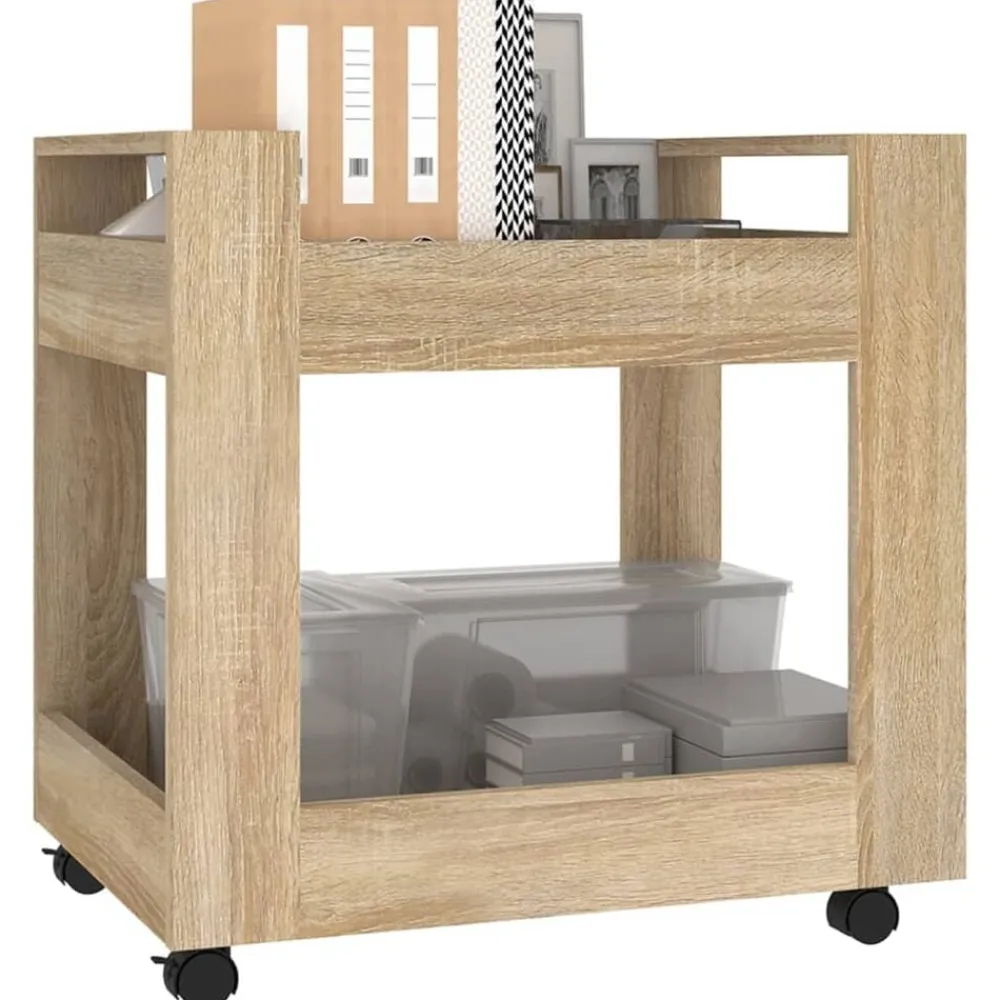 vidaXL Chariot de bureau Chêne sonoma 60x45x60 cm Bois d'ingénierie